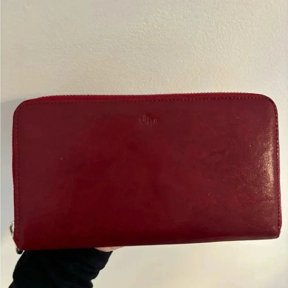 Monsac Red Leather Wallet - Picture 1 of 4